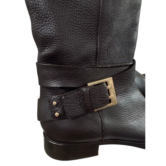 Chloé Black Pebbled Leather Riding Boots Gold Buckle Italy Women’s 39 EU 9 US - Picture 3 of 7